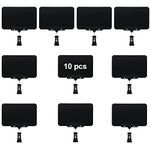 10 Pack Mini Plastic Chalkboard Sign with Clip, Small Dry Erase Whiteboard Double Sided Reusable Message Board Rotating Clip for Kids, Classroom, Supermarket, Party - for Liquid Chalk Markers(Black)