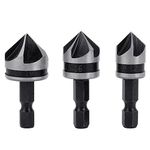 Gasea 3pcs 1/4 Inch Hex Shank 5 Flute 90 Degree Chamfering Countersink Drill Bit Set 12mm 16mm 19mm