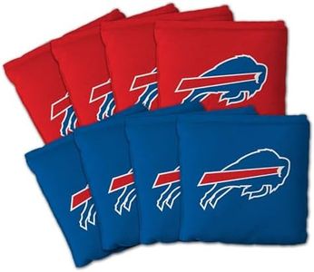 YouTheFan Officially-Licensed NFL Buffalo Bills Set of 8 Cornhole Bags - All Weather Dual Sided Slide & Stop - Regulation Size with Carry case