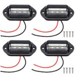 4 Packs License Plate Light, 12V 6 LED Waterproof License Plate Lamp Taillight for Truck SUV Trailer Van RV Trucks Boats License Tags