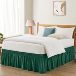 Entisn Dark Green Adjustable Bed Skirt for King & Cal King Size Bed - with 18 Inch Tailored Drop, Wrap Around Bed Skirts with Adjustable Elastic Belt for Easy Fitting - Wrinkle & Fade Resistant