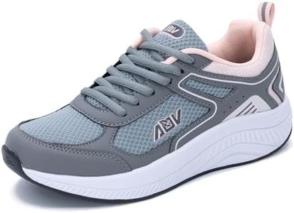 AOV Womens Walking Shoes with Arch Support Plantar Fasciitis Sneakers Orthotic Tennis for Foot Heel Pain Relief, Greypink, 9.5