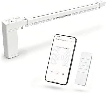 Smart No-Cut Telescopic Motorized Curtain Track System-Hugglyhug, 77-138in | Control via Remote or Smart Life/Tuya App, Compatible with Alexa & Google Home, Ceiling/Wall Mount, 2.4GHz, Center Opening