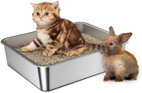 Anycoo Stainless Steel Box Small, 45 L x 35 W x 10 H Kitty Litter Box, Metal Kitten Litter Box No Odor Left, Non-Sticky, Easy to Clean, Rust Proof