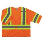 Ergodyne GloWear 8330Z ANSI Class 3 Two-Tone High Visibility Orange Safety Vest with Sleeves, 2X/3XL