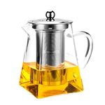 Toyo Hofu Small Clear High Borosilicate Glass Tea Pot with Removable 304 Stainless Steel Infuser, Heat Resistant Loose Leaf Teapot,Stovetop Safe, 600 ml/20 Ounce.