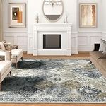 Moroccan Trellis Living Room Rug 8x10 Area Rug for Bedroom, Non-Slip Machine Washable Accent Throw Rug, Large Stain Resistant Carpet for Farmhouse Office Kitchen, Pet & Kids Friendly