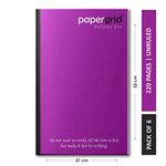 papergrid Notebook - Ultra Long Book (33 cm x 21 cm), Unruled, 220 Pages, Soft Cover - Pack of 6