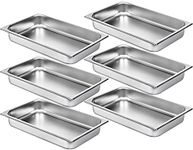 VEVOR Hotel Pan 2.5 Deep 6 Packs Steam Table Pan Full Size 9 Quart Stainless Steel Steam Table Pan