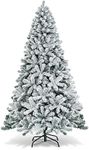 COSTWAY 6FT/7.5FT Christmas Tree, Hinged Artificial Xmas Tree with Branch Tips, PVC Needles and Foldable Metal Stand, for Indoor Outdoor Decoration