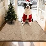 COSY HOMEER Front Door Mat 80x120 CM, Dirt Trapper Floor Mat, Polyester Welcome Door Mat for Kitchen Room Office Entryway Doors, Absorbent Non-Slip Low Profile Indoor Doormat, Machine Washable, Beige