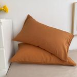 Wellboo Pumpkin Color Pillowcases King Size Burnt Orange Pillow Covers Cotton Women Men Modern Solid Rust Caramel Warm Pillow Shams Soft Adults Teens Dusty Brown Dorm Pillow Protector Luxury Pumpkin