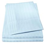 Full Size Bed Sheets - 6 Piece 1500 Supreme Collection Fine Brushed Microfiber Deep Pocket Full Sheet Set Bedding - 2 Extra Pillow Cases, Great Value, Full, Dobby Light Blue