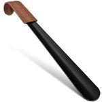 ZOMAKE Long Handled Shoe Horn with Leather Strap Stainless Steel Shoehorn for Boots