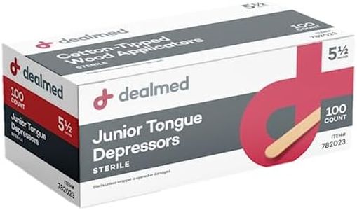 Dealmed 5.5” Junior Tongue Depressors – 100 Sterile Wood Tongue Depressor Sticks, Can Be Used as Tongue Depressors for Crafts, in Medical Practice, Emergency First Aid Kits and More