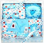 MOM CARE Newborn Baby Gift Set Has All Newborn Baby Essential Clothes in Baby Gift Set for or Girls Unisex 16 pcs Blue