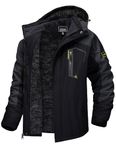 TACVASEN Men's Ski Hiking Jacket Waterproof Fleece Liner Softshell Jacket Winter Travel Walking Snow Hooded Coat Windbreaker Jacket Grey black, L