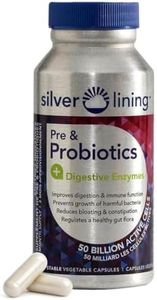Silver Lining Prebiotics & Probiotics Women Men + Digestive Enzymes for Women – Gut Health Supplement, Probiotics for Men, Debloat & Immune Wellness, Womens' Probiotic – 120 Capsules (2 Month Supply)