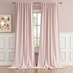 DUALIFE Back Tab and Rod Pocket Curtains 108 Inches Long - Thermal Insulated Living Room Blackout Curtains Panels for Girls Room Nursery (52 by 108 Inch, 2 Panels, Baby Pink)