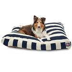 Majestic Pet Medium Rectangle Pet Bed, Navy Blue Vertical Stripe