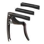 Linrax C3 Guitar Capo, 4 in 1 Capo with Bridge Pin Puller, Capos for Acoustic Guitar Electric Guitar Classical Guitar Bass Ukulele Banjo Mandolin, 3 Silicone Heads, Guitar Accessories, Black Chrome