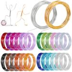 Foraineam 25 Rolls 1230 Feet Colored Aluminum Craft Wire 20 Gauge / 0.8 mm Flexible Metal Artistic Floral Jewelry Beading Wire for DIY Jewelry Craft Making Art Supplies, 25 Colors