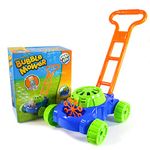 Bubble Kidz Garden Toys Bubble Mower Push Along Lawnmower with Built In Bubble Machine for Kids including Bubble Solution