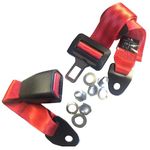 ACC Parts Adjustable Red Lap Seat Belt for Wheelchair and Mobility Scooter - Max length is153cm and Comes with EASY RELEASE Push Button Buckle, Bolts and Nuts Kit and 21mm Stainless Steel Tongue