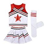 TiaoBug High School Girls Cheer Leader Uniform Outfit Cheerleading Costume Cosplay Clothes Dancewear Red&White 4-5 Years