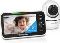 HelloBaby Baby Monitor with Camera and Night Vision, 5''Display with 30-Hour Battery, Pan-Tilt-Zoom Video Baby Monitor No WiFi, 2-Way Talk, Temperature, 8 Lullabies and 1000ft Range