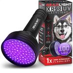 GearLight UV LED Flashlight - Powerful 100 LED Blacklight Pet Stain Detector for Dog Urine and Bed Bugs - Works w/ Carpet Odour Eliminator and Remover - XR98