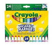 CRAYOLA 24 Washable Fine Tip Assorted School Leisure Marker Pens, Coloured Maxi tip /
