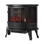 Warmlite WL46017 Bath Log Effect Fire with Adjustable Temperature and Flame Controls, 1800W, Black