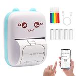 DIFCUL C9 Mini Thermal Printer,Bluetooth Labler Maker,Portable Inkless Printers Compatible with Android and ios,Printable Photos,Lists,Memo,QR Codes,Notes(With 5 Roll Paper+5 Colored Pens)