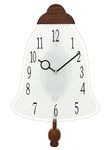 INDIANA CRAFT Decorative Bell Style Wooden Case Analog Pendulum Wall Clock for Living Room Home Decorations Office Gifts (Size: 26.5 x 4.5 x 41.5 CM | Weight: 740 Gram | Colour: Brown)