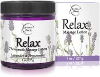 Relax Therapeutic Massage Lotion – All Natural Enriched with Lavender & Peppermint Essential Oils Perfect for Massage Therapy - Massage Cream for Full Body Massage - Brookethorne Naturals 8oz