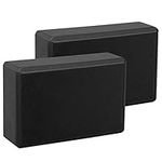 EXERZ Yoga Blocks 2pcs Gym Bricks High Density EVA Foam -Comfortable Fitness Yoga Bricks, Anti-Slip, Lightweight and Travel Friendly Pilates Practice (Black)