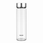 Borosil Neo Glass Water Bottle, Water Bottle for Fridge, Borosilicate Glass, Extreme Temperature Resistant, For Hot & Cold Water, Milk, Lassi, Juice, Stainless Steel Lid, 550 ml, Stylish & Transparent