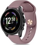 Silicone Band for Fossil Men's Gen 6/5E 44mm/Gen 5 Carlyle/Garrett/Women's Julianna Smart Watch, 22mm Adjustable Soft Silicone Sport Strap Replacement Band for Women Men (Rose Pink)