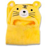 OYO BABY Hooded Baby Blankets for New Born Babies | Super Soft Baby Wrapper Baby Sleeping Bag for Baby Boys, Baby Girls, Babies (86cm x82cm, 0-12 Months, Fleece, Skin Friendly,Yellow Tiger