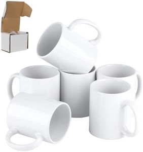 SIGNZWORLD Ensemble de 6 Tasses Blanches de Sublimation Tasses à café Mugs à Sublimation en Céramique avec Boites Grande Poignée 325 ml