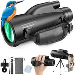 80x100 HD High Powered Monocular Telescope with Smartphone Adapter and Tripod