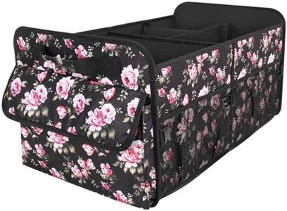 YOHOOLYO Trunk Organizer Car Storage Organizer 72L Large Capacity Collapsible Multi-compartments Pockets Cargo Organizer Box for Women/Men Multicolor Car Storage Container for Groceries Rose
