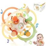 Orzbow Baby Sensory Toys 0-6 Months,Silicone Baby Teething Toy Montessori Toys for Babies 6-12 Months with Grip Rings,Fun Baby Rattle Toys,BPA-Free,Easy Clean Ideal New Born Baby Boy Girl Gift