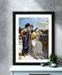 Decoratus� *Damayanti Thinking of King Nal* (1883)- A Famous Painting by Raja Ravi Varma, Wall D�cor Frame. Matt Satin Print with MDF & 1"PS Black Frame. Size 14"x18".