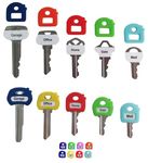 Key Caps Tags - Stretchy All-in-One Key Cover & Tags - ONE Size FITS Most Keys - 8 Pack Multicolor - Includes Blank Labels and Printed Labels - Key Covers, N