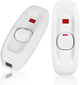 On/Off Cable Switch, Intermediate Switch, Cord Switch, Table Lamp Switch, for Outdoor Use, Desk, Bedroom Lamp, White, Pack of 2