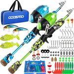 ODDSPRO Kids Fishing Pole - Kids Fishing Starter Kit - with Tackle Box, Reel, Practice Plug, Beginner's Guide and Travel Bag for Boys, Girls