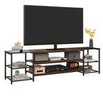 HOMCOM Industrial TV Cabinet for TVs Up to 80", TV Stand with Open Shelf Storage, Media Console with Steel Frame, Rustic Brown