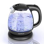 Aigostar Small Electric Kettle, 1.0L Black Glass Kettle Cordless, Compact Mini Clear Water Tea Kettle Fast Quiet Boil for Kitchen Bedroom Office, 2200W - Elfin 30A0Q